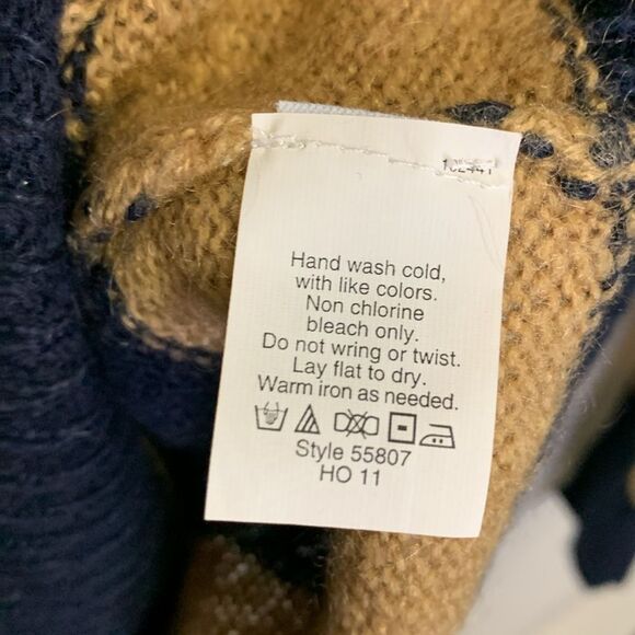 J. Crew Tan and Navy Striped Wool Mohair V-Neck Sweater Size S - Picture 4 of 9